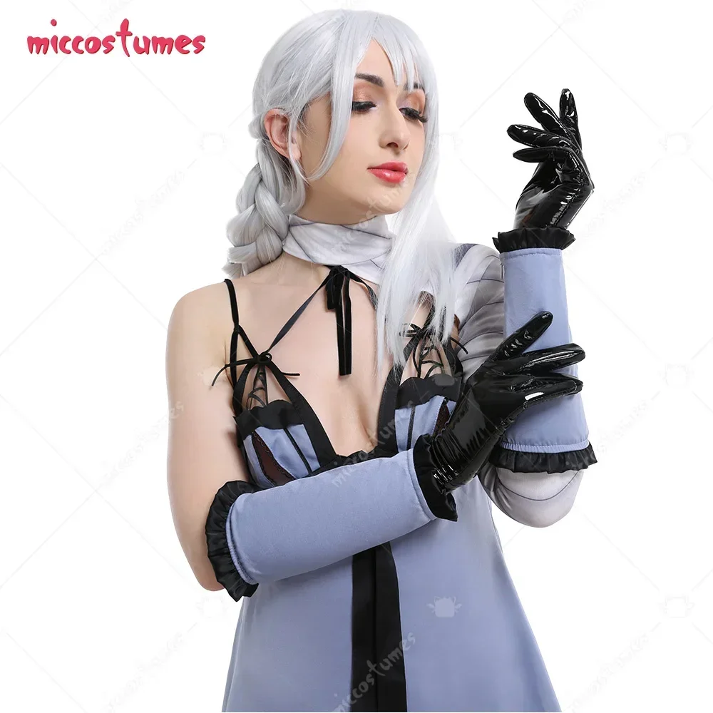 Micfigurinos-Sexy Bow-Strapped Pijamas com Leggings e Suspender, Vestido Azul Claro, Conjunto Completo Traje Cosplay