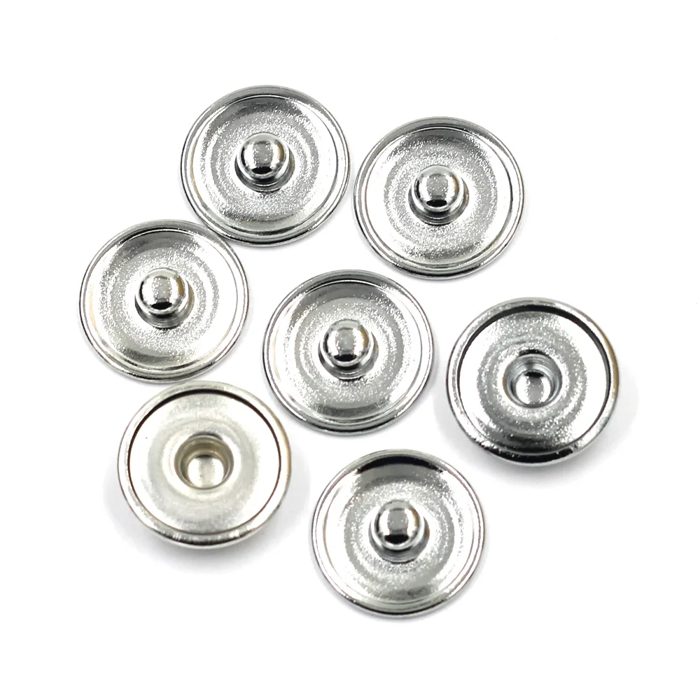 

200Pcs Snap Press Buttons Base Round Copper Fit Charm Necklaces Siver Tone Jewelry DIY Finding 18mm