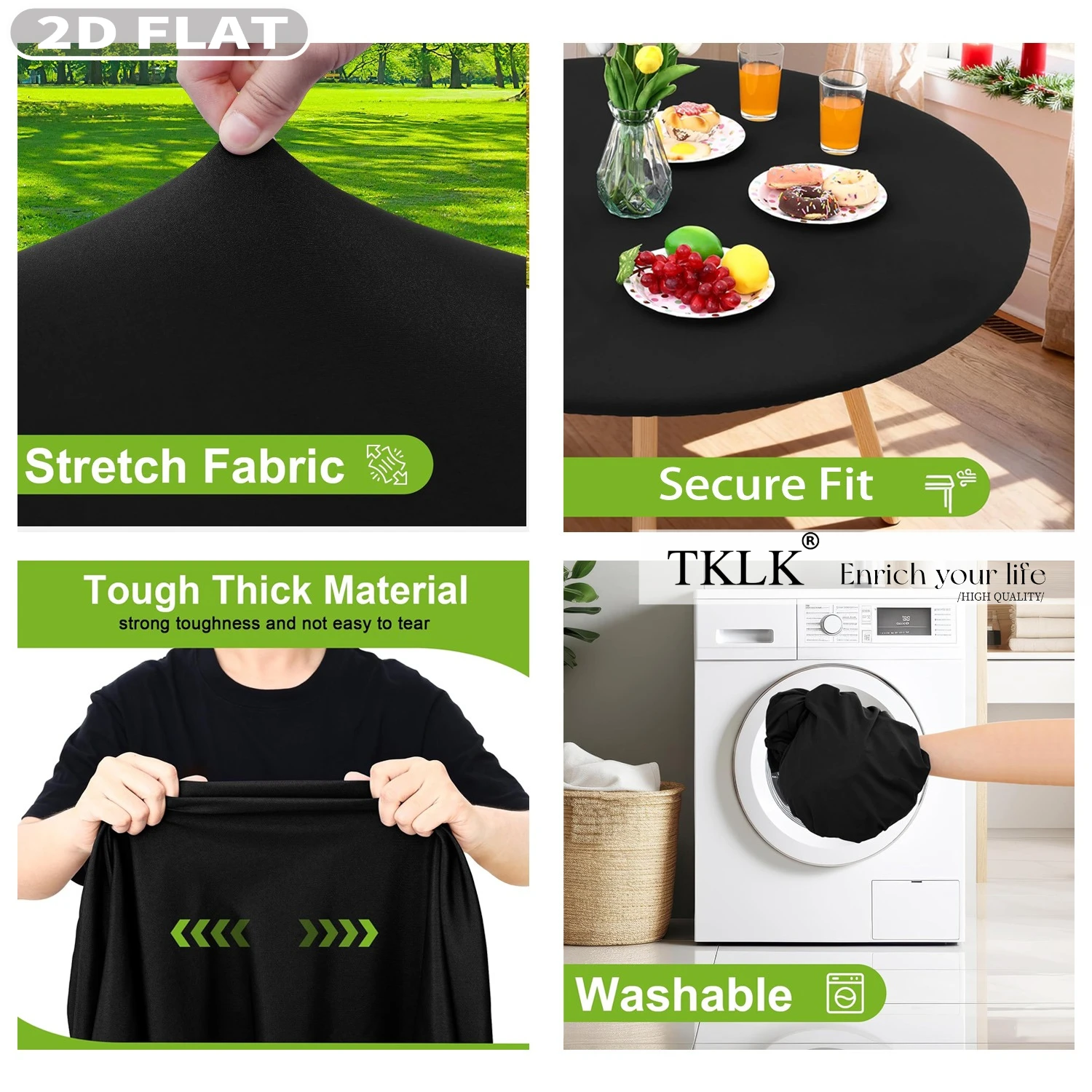 2D FLAT 1pc Custom Round Spandex Table Cover - Personalized with Photo, Text & Logo, Elastic Fitted & Washable for Round Tables view 6