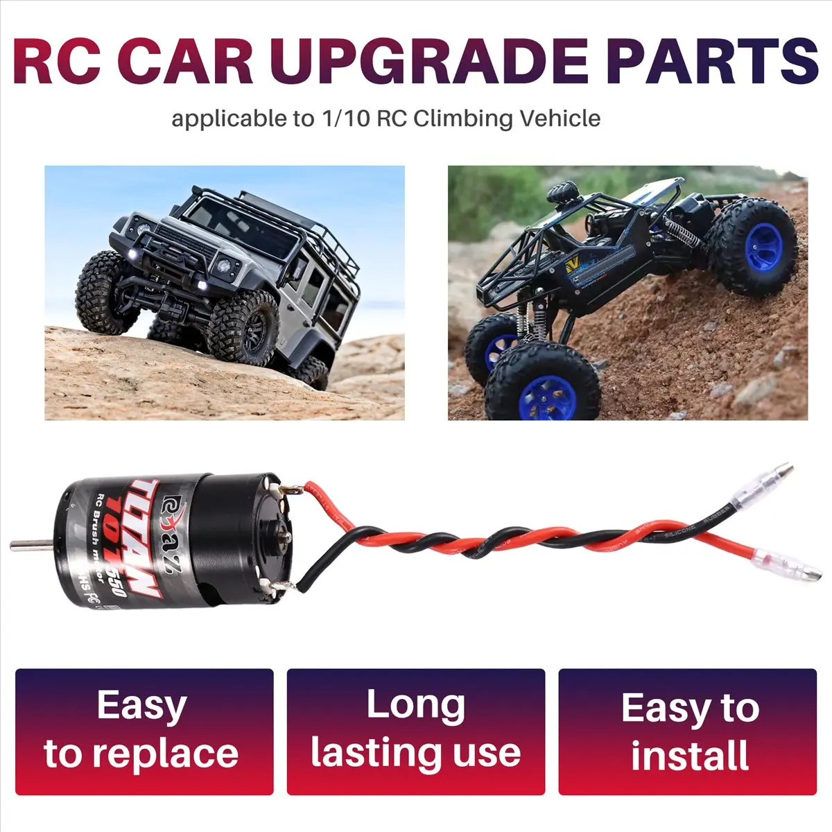 OKgood Waterproof 550 Brushed Motor 10T for 1/10 RC Climbing Vehicle Axial Track SCX10 II HSP Traxxas Slash TRX4 TRX6