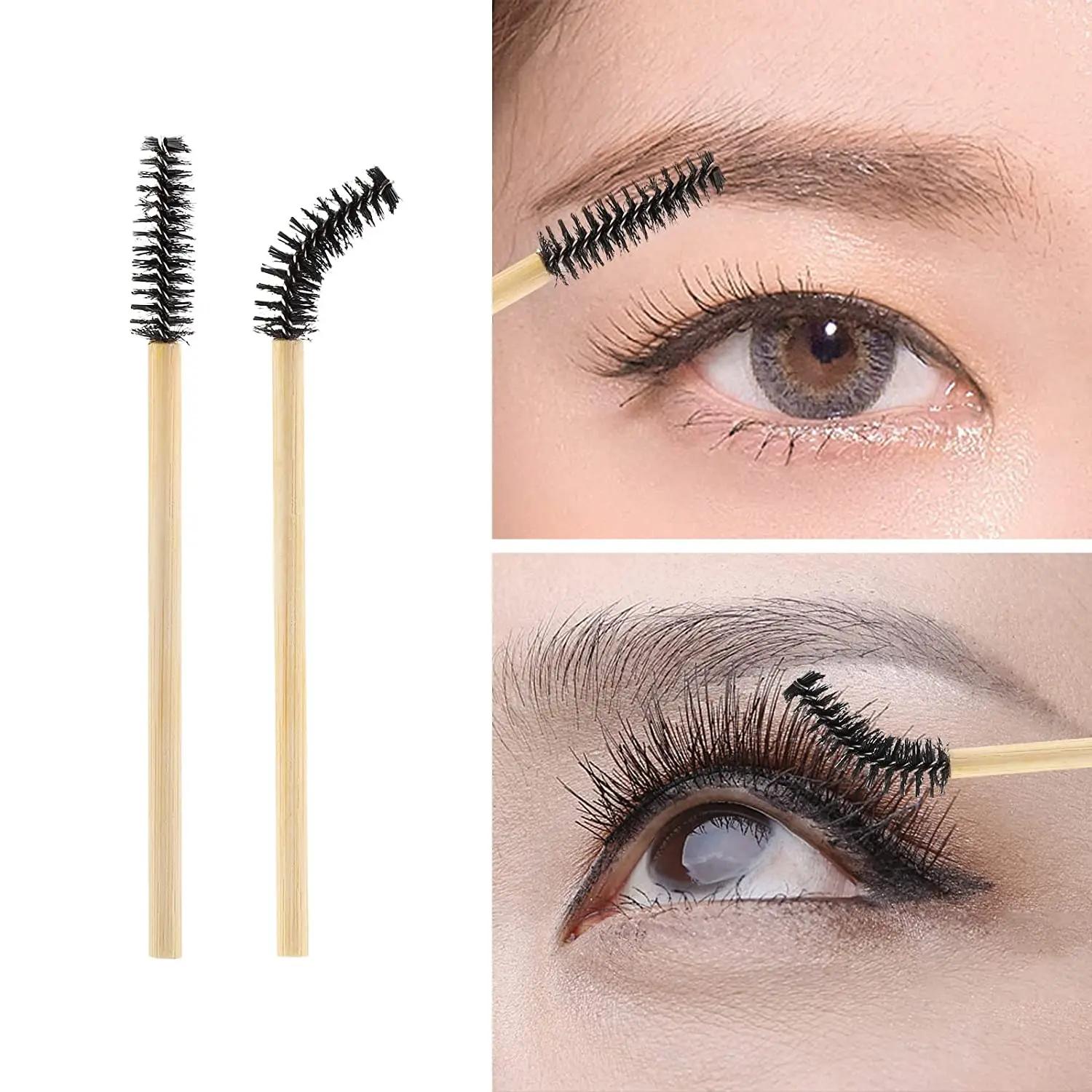 200pcs Disposable Bamboo Makeup Mascara Wand Eyelash Brush Tools