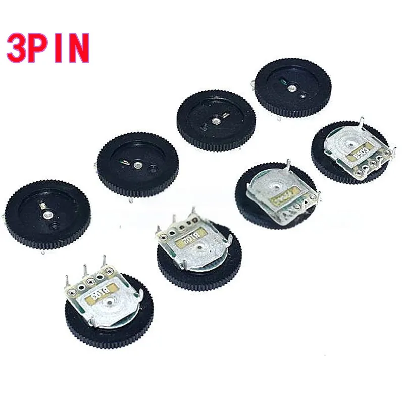 10PCS Single Double Dial Taper Volume Wheel Duplex Potentiometer 16×2mm 50/10K 1K 2K 5K 100K 3Pin 5Pin Gear B102 B103 B203 B503
