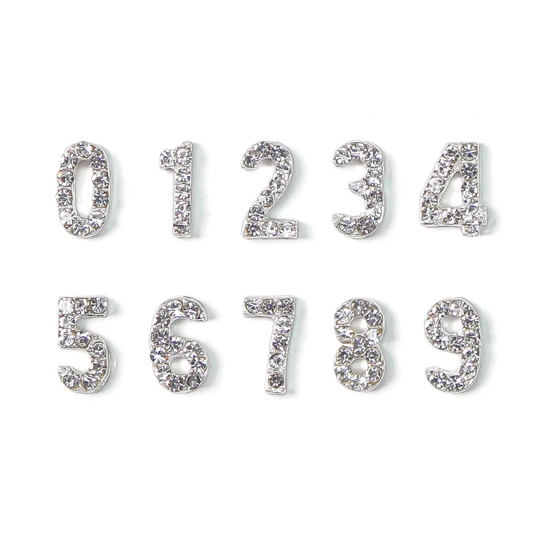 10pcs (0-9) Fixed Mixed Silver Gold Number Nail Art Decorations Glitter 3D Alloy Phone Case Accessory DIY