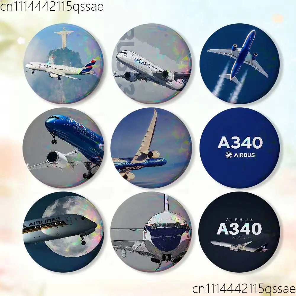 A-Airbus A340 350 380 Aircraft Badge Tinplate Soft Button Pin Brooch Metal Badge Custom Jewelry Accessories Hat Bag Lapel