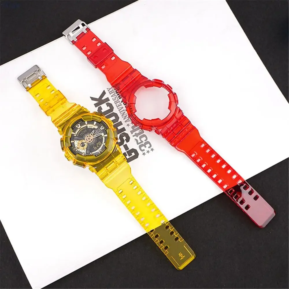 Transparent Resin Sport Strap for Casio G-Shock GA-100/110/120/150/200/300 GD-100/110/120 GAX-100 TPU Replacement Wrist Band