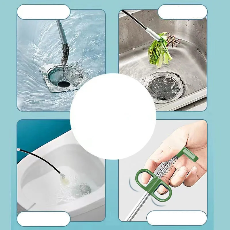 Sewer Pipe Unblocker Snake Spring Pipe Dredging Tool Kitchen Bathroom Sewer Cleaning Tool Kitchen Accessories