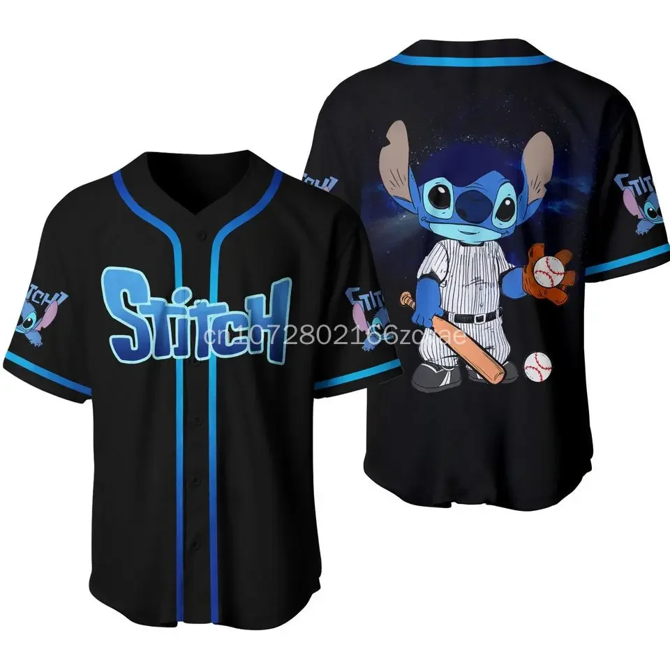 

2024 Summer New Stitch Baseball Jersey Custom Name Men's And Women's Baseball Jersey Fashionable Disney Short Sleeve T-Shirt