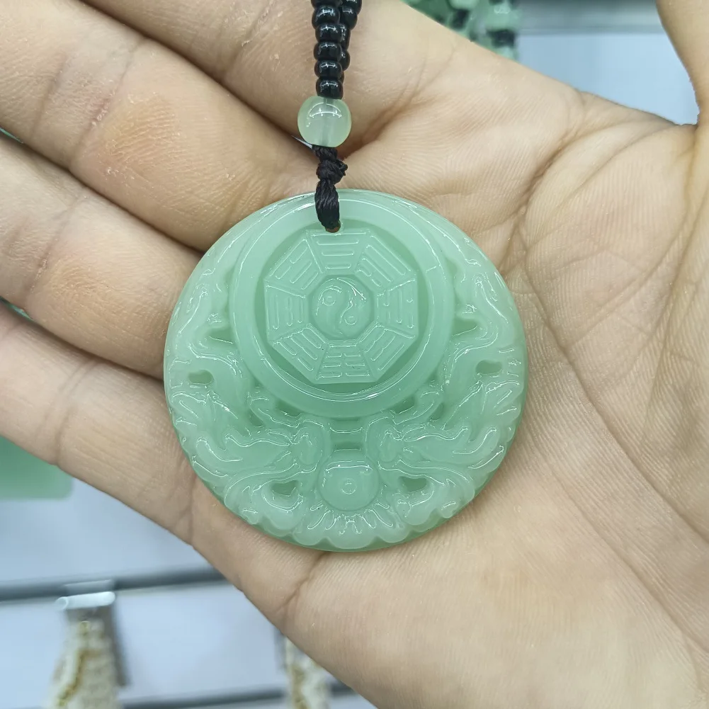 

New Jade Longfeng Bagua Necklace Double Dragon Longfeng Fu Brand sweater chain pendant