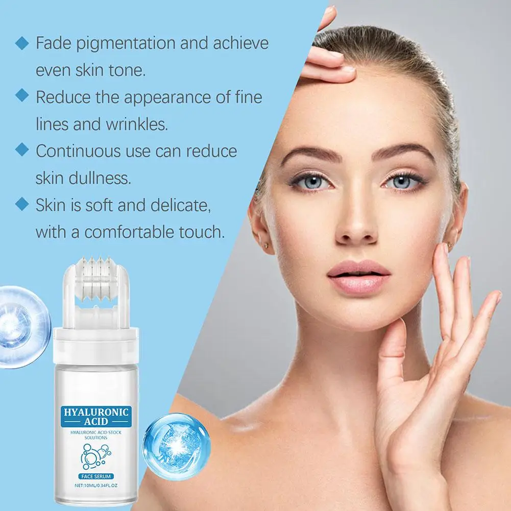 Hyaluronic Acid Face Serum 10ml Roller Applicator Hydrating Moisturizing Lightweight Facial Essence for Daily Skin Care view 6