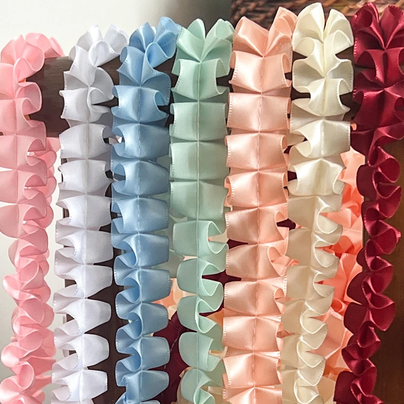 

30 Yards 2.5cm Width Polyester Pleated Ruffle Ribbon Edge Decorative Lace Trim DIY Handmade Clothes Hat Lolita Bag Accessories