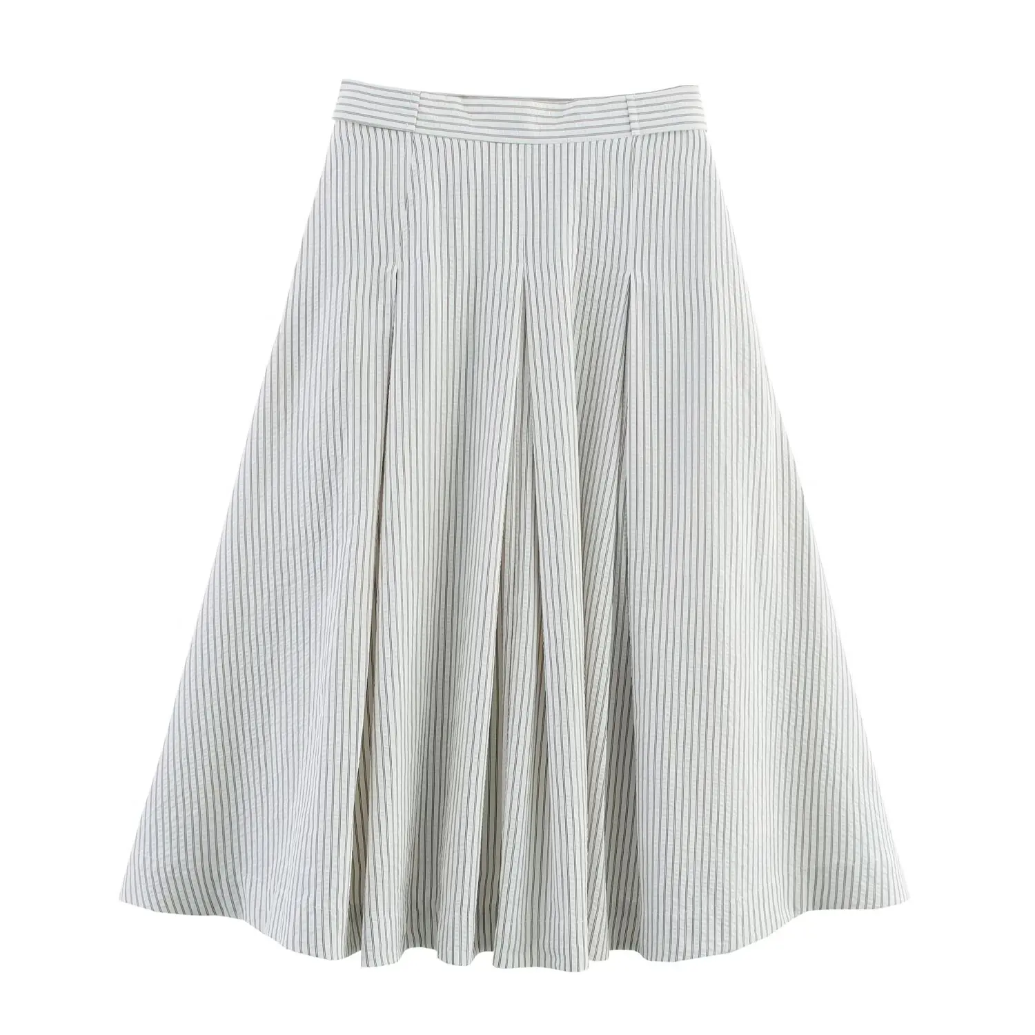 

Korejepo 2025 New Women Clothing European American Style Fashionable Simple Striped A-line Mid Length Skirt