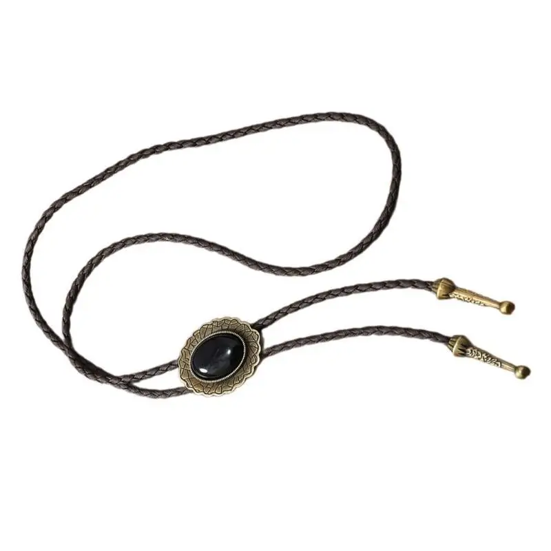 39BD Mens Cowboy Hat Vintage Bolo Tie Bird Stone Necktie Necklace Shirt Chain