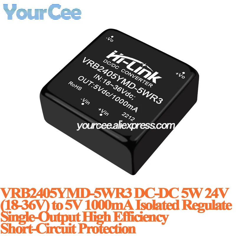 Moduł izolowanego przetwornika DC-DC 5W 6W 10W, zasilacz 24V 12V na 15V/5V/12V, 24V na 5V/12V VRB1224YMD VRB2424YMD VRA2424YMD — zdjęcie 3