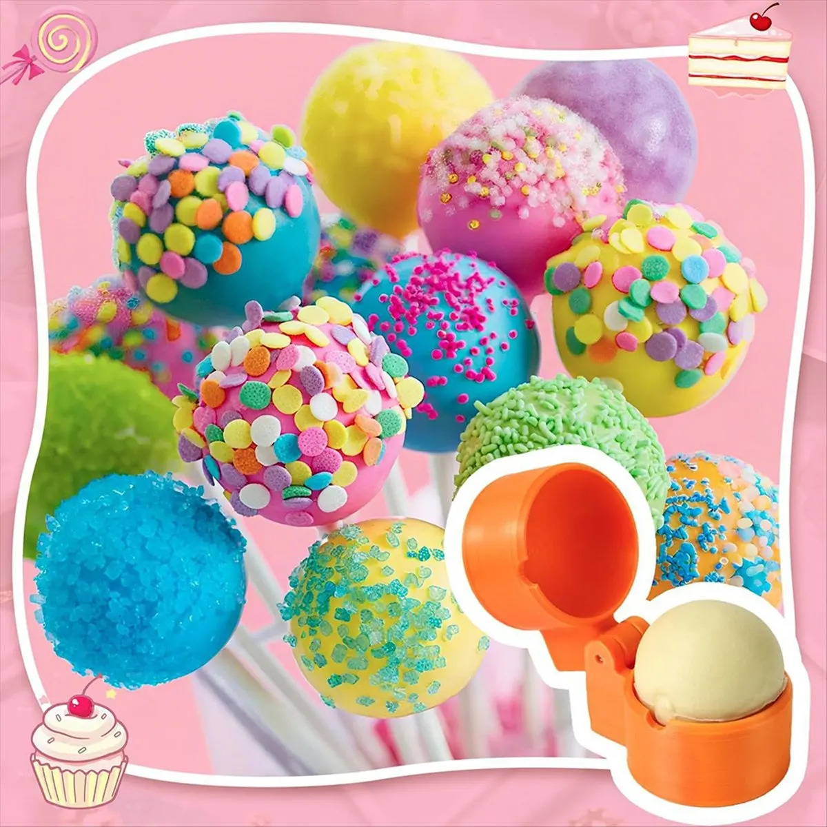 NEW 2 PCS Round Cake Mold Shapes Pressing Set, 3D Printed Sphere Circle Cake Cutter and Pusher,Baking Accessories