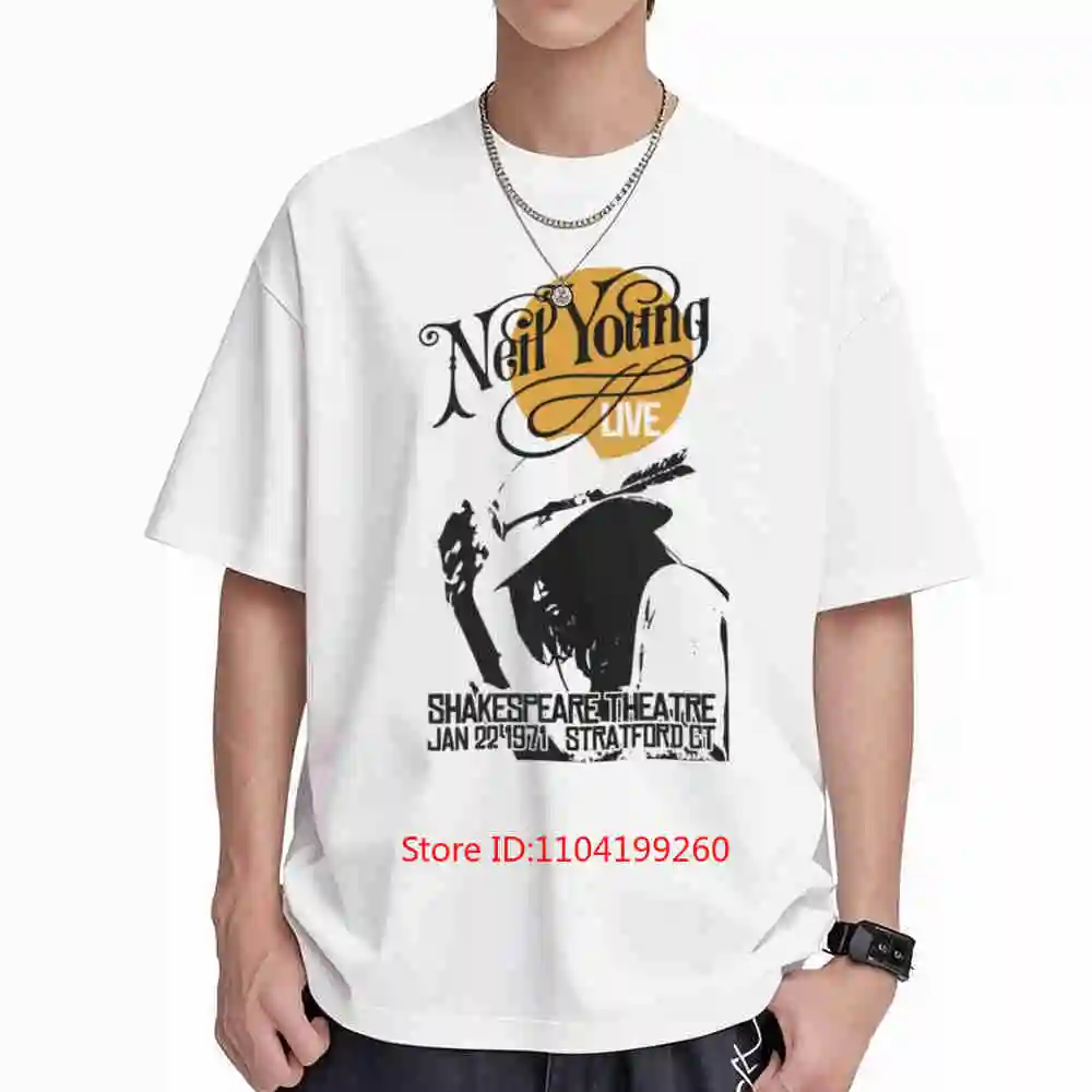 Neil Young Live At Shakespeare Theatre 1971 Short Sleeve Tee 100% Cotton T-Shirt