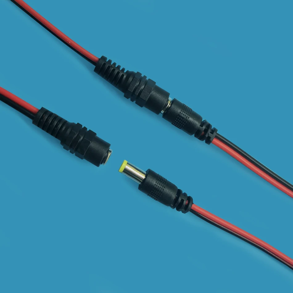 22AWG Red Black 5.5x2.1mm Male Female Plug 12V DC Power Pigtail Cable Jack for CCTV Camera Connector Tail Extension 24V DC Wire