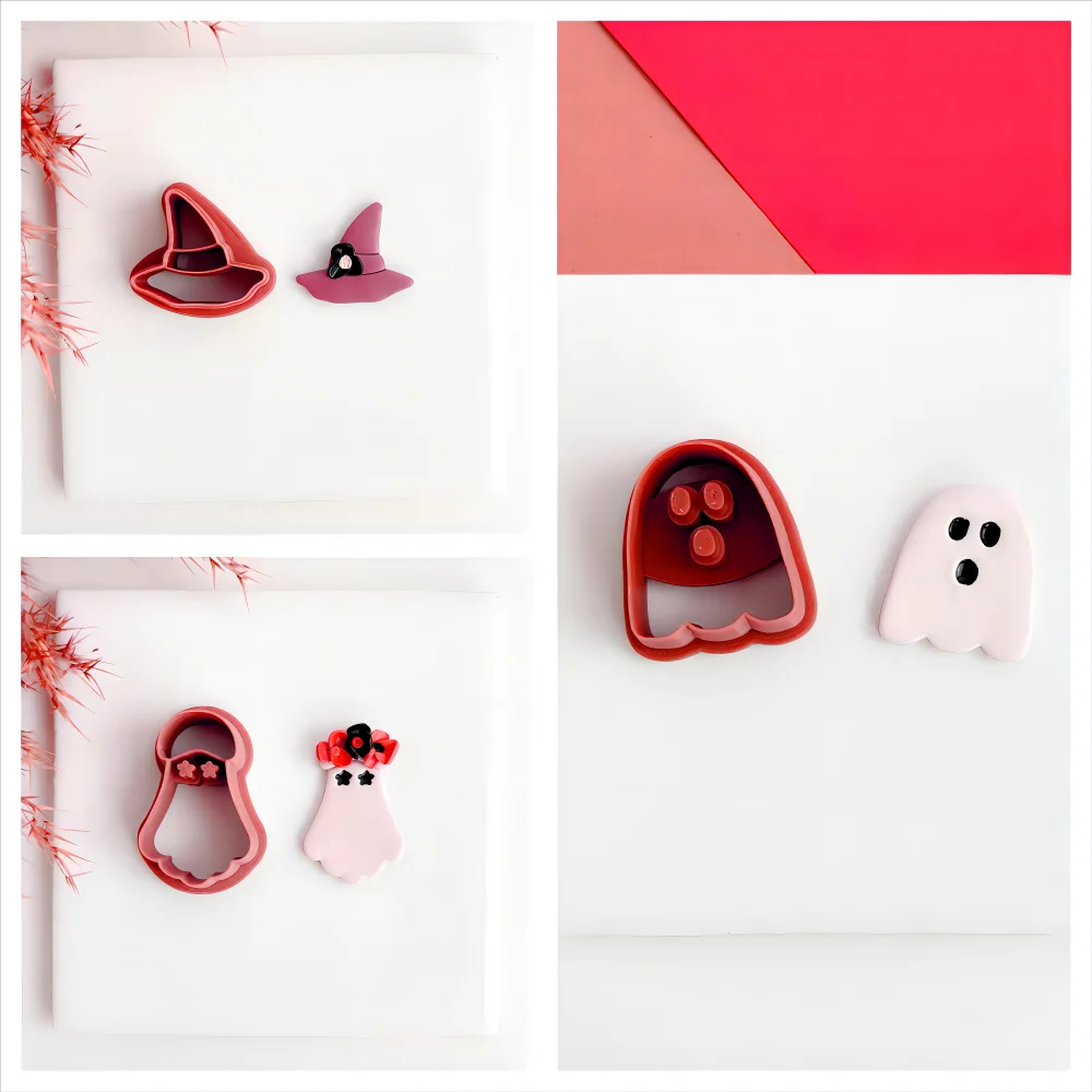 Little Ghost Shape Cutting Mold Set, argila macia, brincos DIY, Earnail Jewelry, ferramenta Halloween