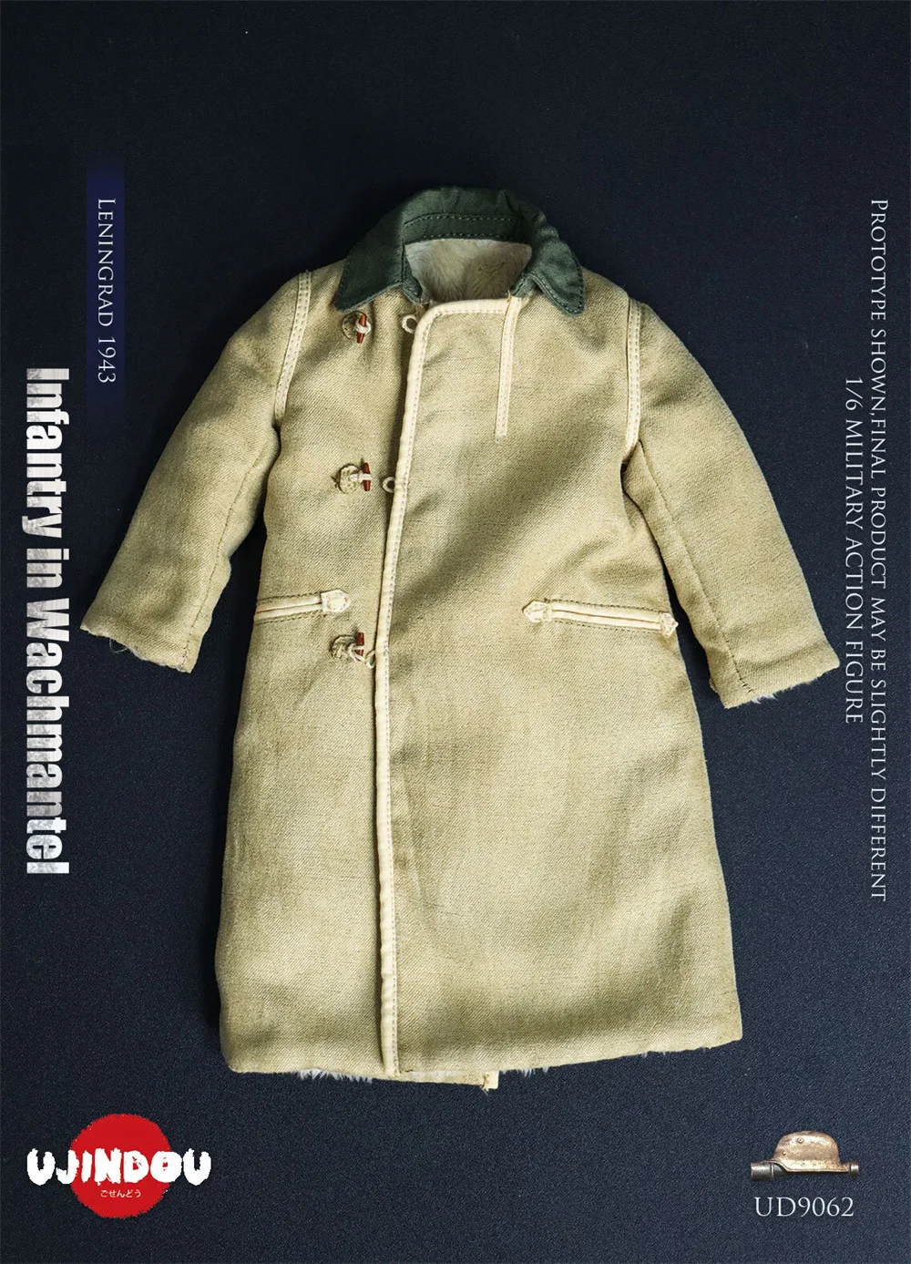 Image of 1/6 UJINDOU UD9062 Männliche Soldatenpuppe Spielzeugmodell Langer Mantel Oberteil Mantelkragen Taillengürtel Zubehör für 12-Zoll-Puppenfigur DIY
