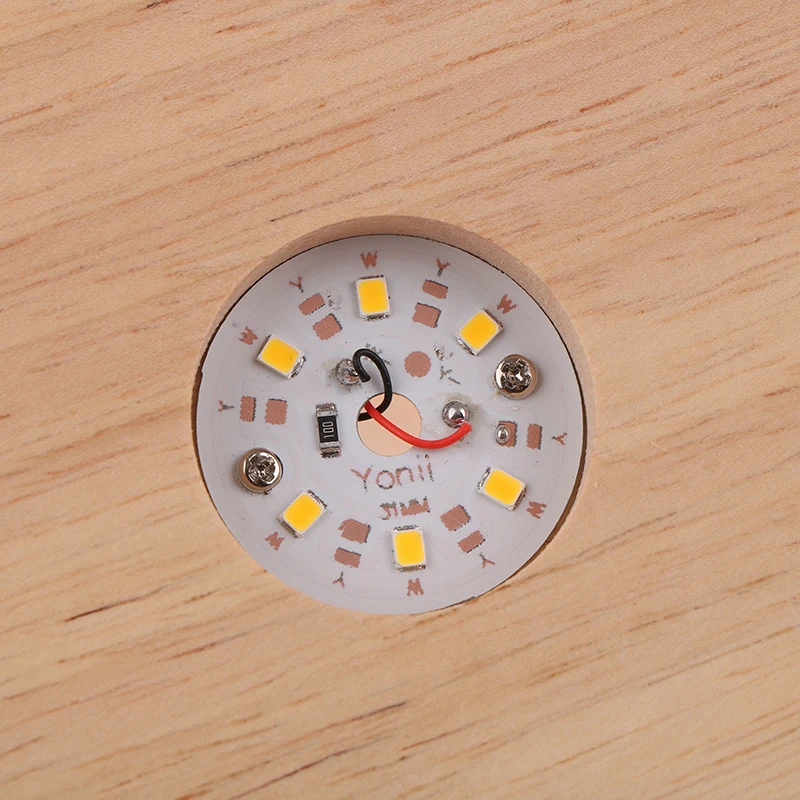 Battery Operated Round Wooden LED Light Base 8/10cm Crystal Glass Art Ornament Display Stand Night Lamp Holder