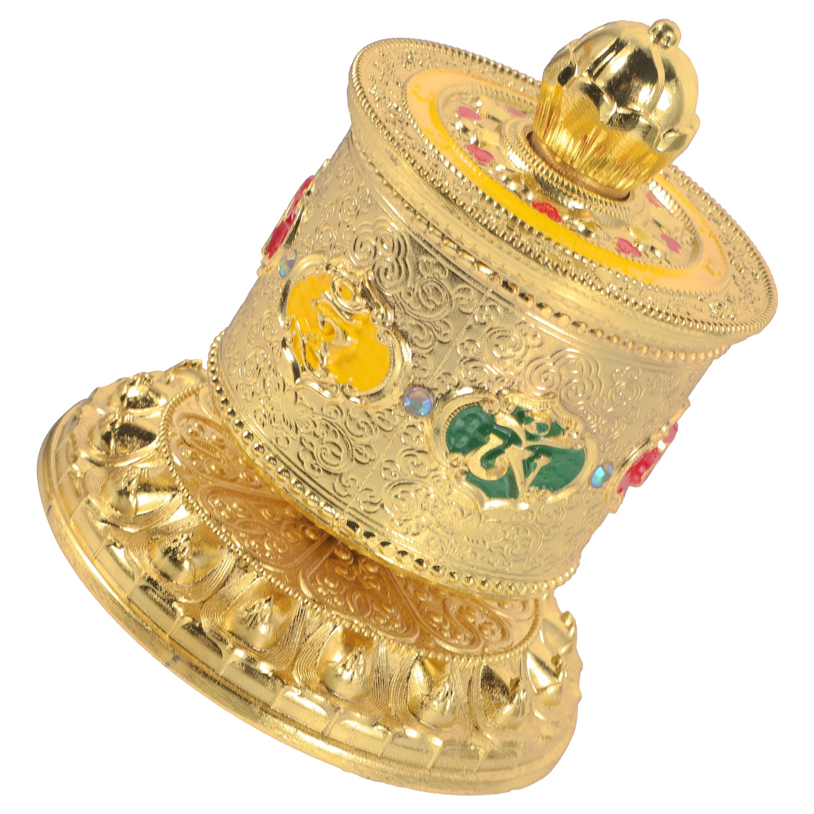 

Prayer Wheel Tibetan Meditation Tool Golden Exquisite Home Decor Household Ornament Elegant Unique Adornment For Office