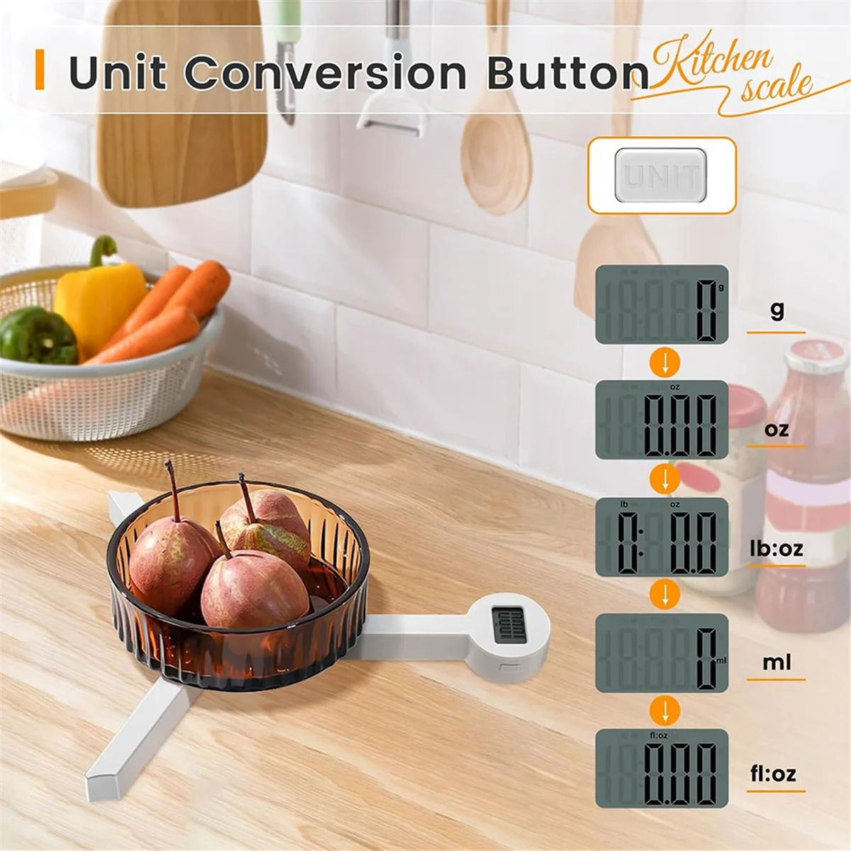 High Precision Folding Food Scale, Digital Kitchen Scale with LCD Display, Food Scale for Measuring Healthy Intake