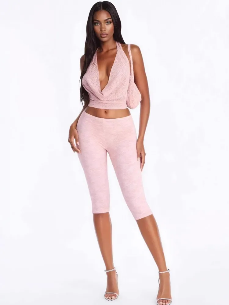 

Комплект из 2 предметов для женщин, новинка 2026 года, весна-лето, комплекты-двойки, топ без рукавов и брюки, костюмы, одежда