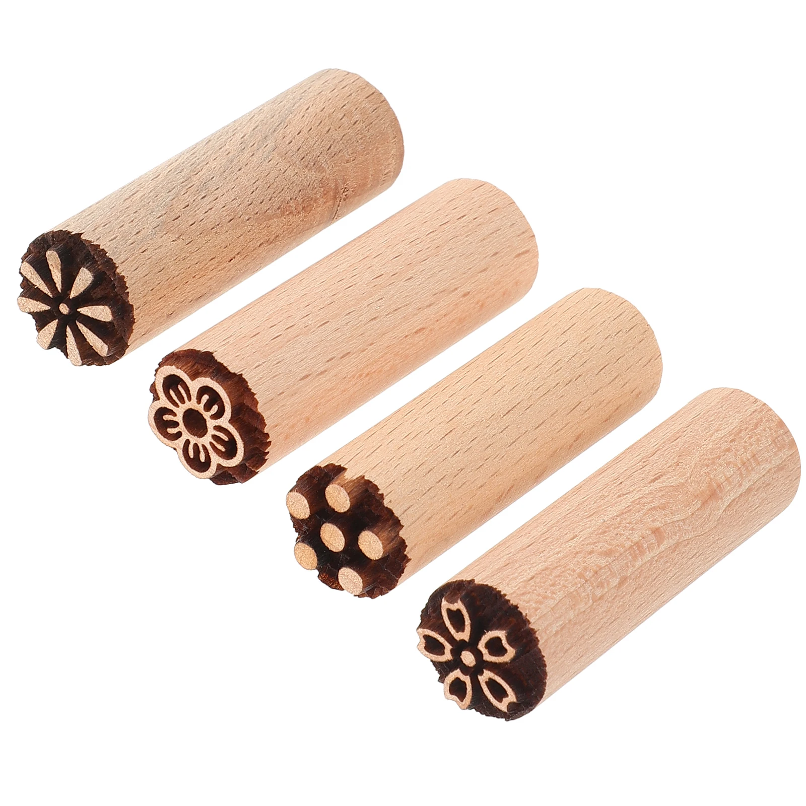 

4 Pcs Cake Stamps 1 5cm E F Patterns Wooden Dessert Stamper Baking Crafts Mold Cake Soap Dessert Molds Making