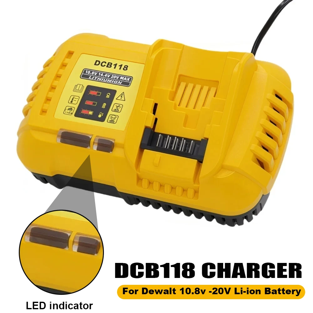 

Новое быстрое зарядное устройство для литиевой батареи DCB118, 4,5 А для DeWalt 10,8 В, 12 В, 14,4 В, 20 В, макс. 60 В, аккумулятор DCB101 DCB200 DCB140 DCB105