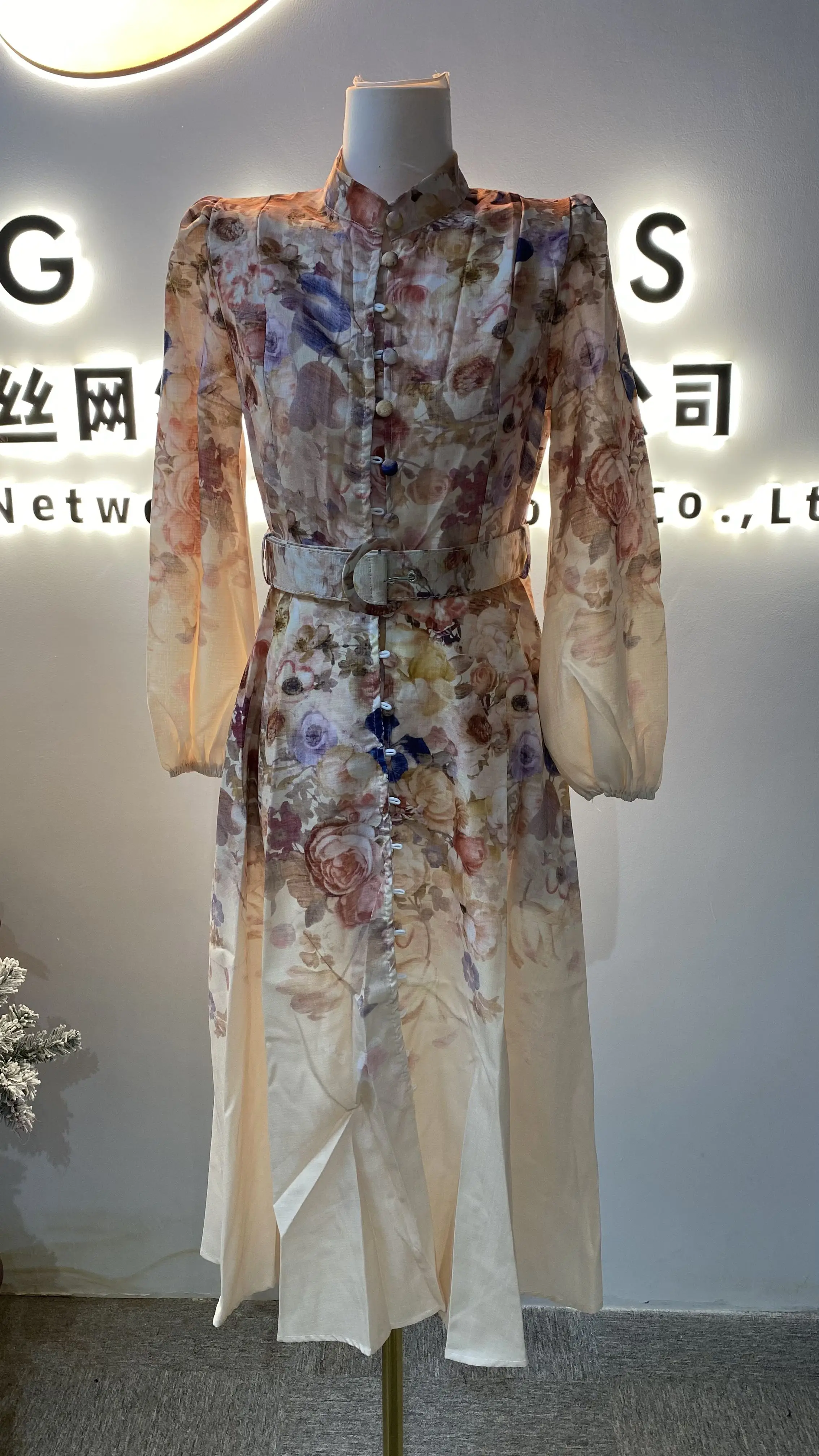 

Women's New Fashion Floral Belt Button Dress Casual Daily Party Sweet Style Dress-GZMM448