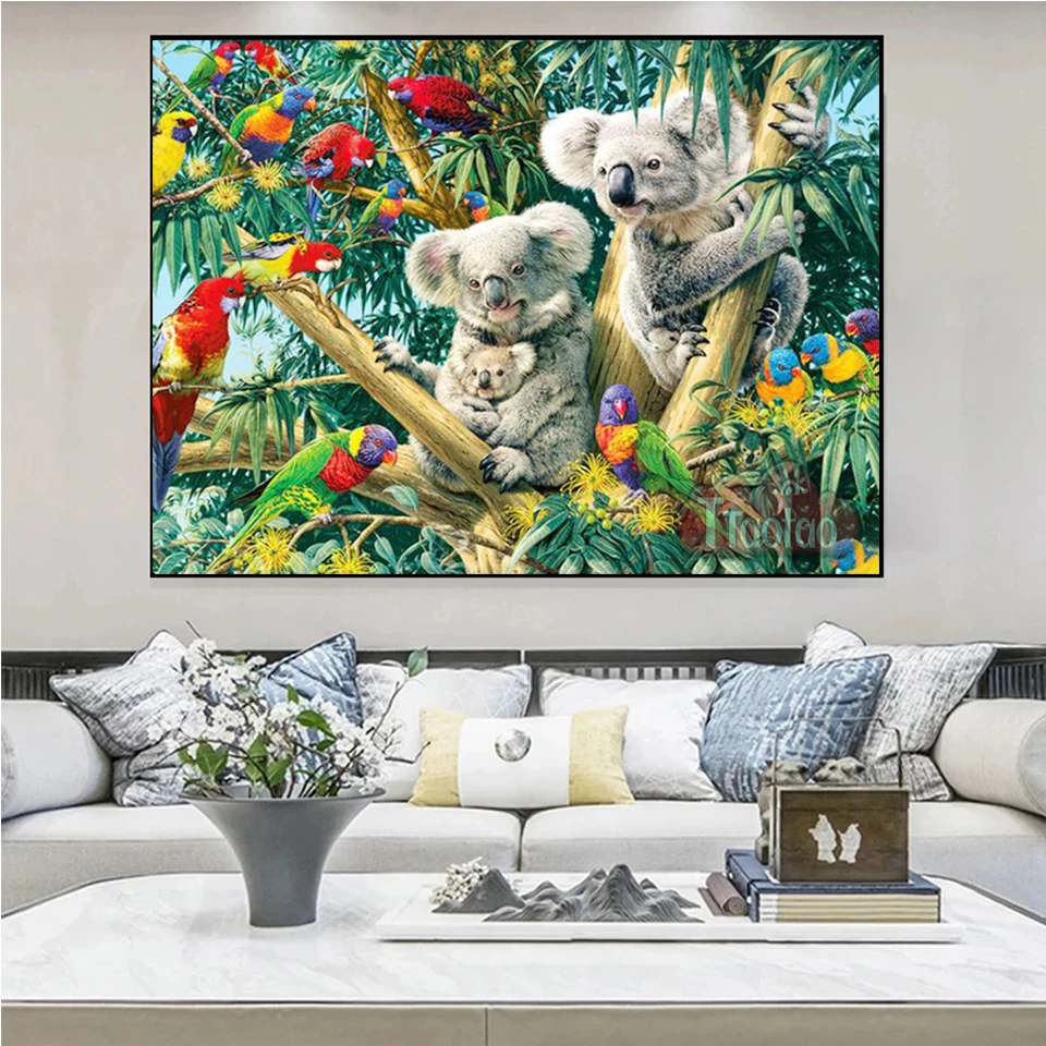 5D Mammal Diamond Painting Koala Sloth Poster Full Square Round Rhinestone Mosaic Embroidery Animals Picture Cross Stitch Kit