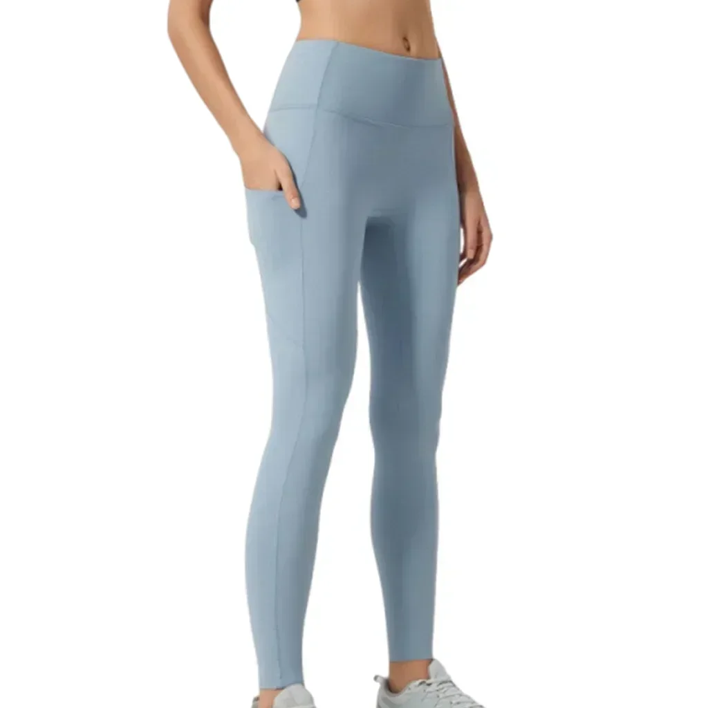Lemon Women High Waist Side Drop-in Pocket Reflective Sport Leggings Gym Quick Dry Breathable Fitness Running Workout Yoga Pants