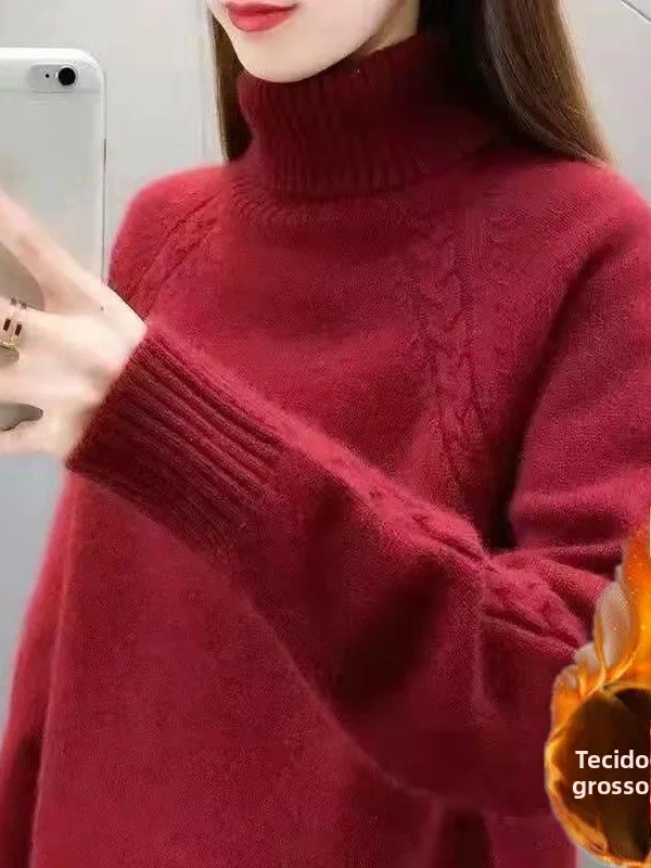 厚みのあるハイカラーセーター女性用ショートオーバーヘッドニットベースシャツ着やすい耳カバー韓国スタイル多用途秋冬服