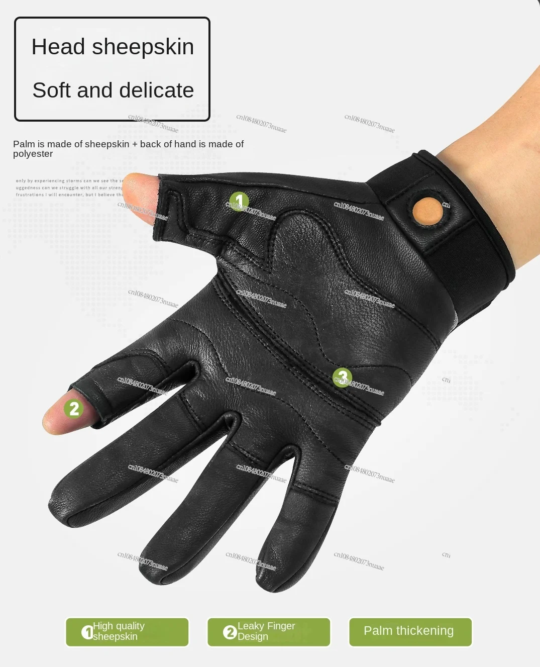 Multifunctional Leather Sheepskin All-Finger Gloves, Half-Finger, Mountaineering, Rock Climbing, Operation, Training Protection