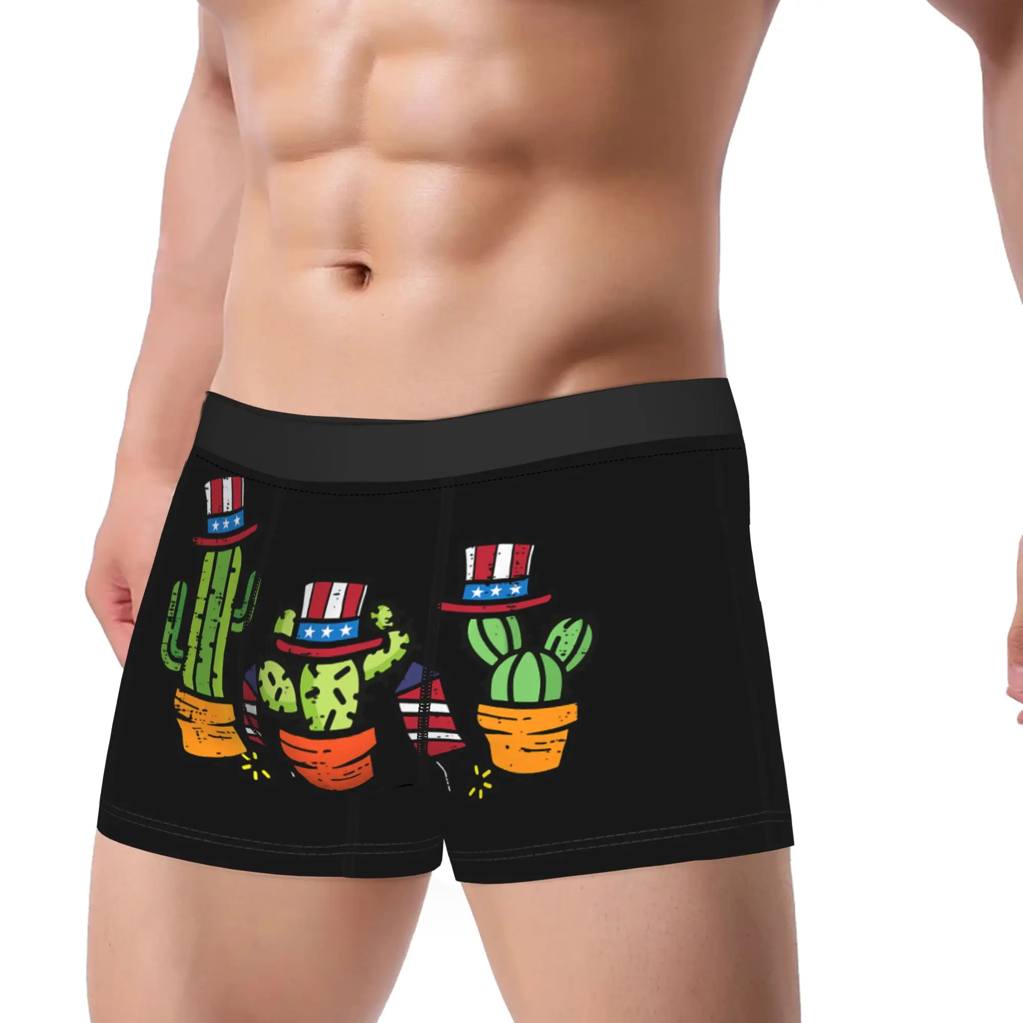 Cactus Independence Day Patriotic Memorial Day Underpants Breathbale Panties Male Underwear Ventilate Shorts Boxer Briefs