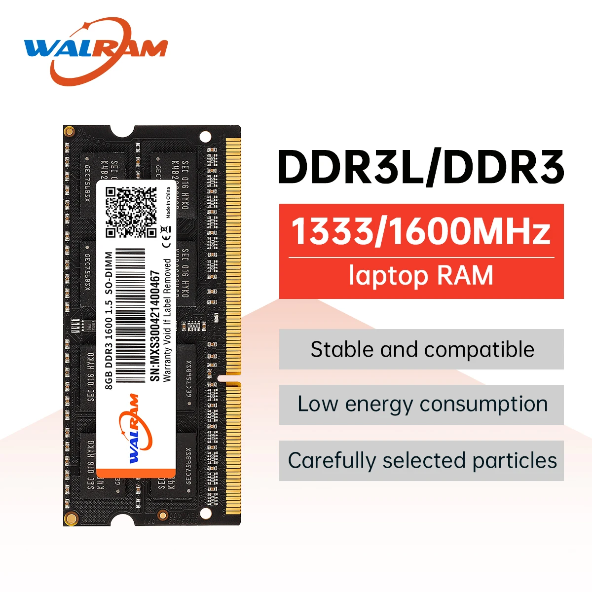 WALRAM Memoria Ram DDR3 DDR3L 8GB Sodimm Laptop Memory PC3 10600 12800 204pin Sodimm Notebook Memory Ram For Intel