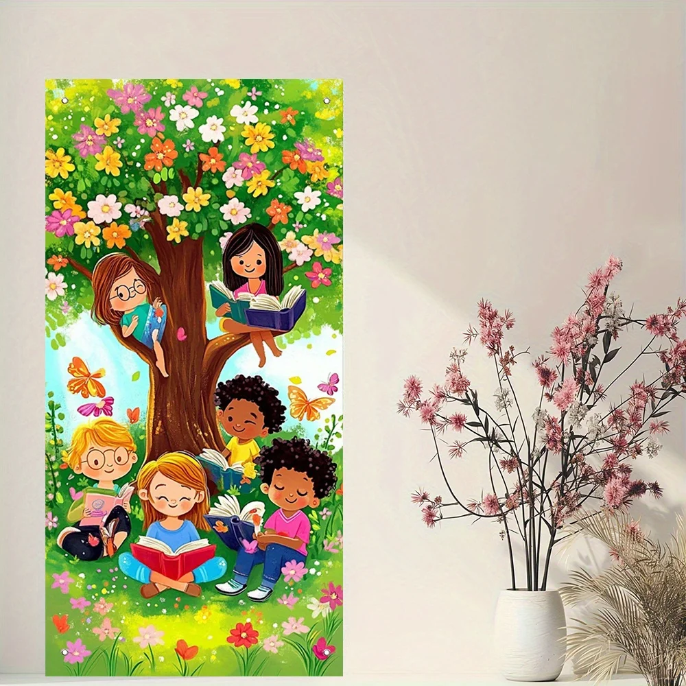 2D-Türbanner, 1-Feder-Türvorhang-Party-Banner – Polyester, geeignet für die Frühlingsdekoration und Fotografie-Hintergrund – Detail 6