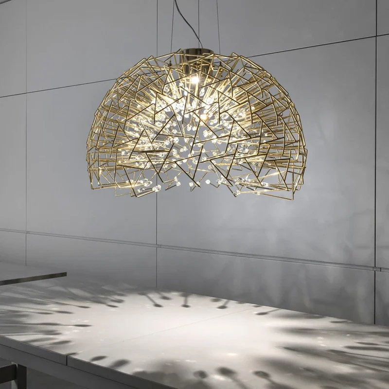 Nordic Modern Spherical Chandelier Crystal Luxury Art Creative Chrome Chandelier Dandelion Led Indoor Light Pendant Chandelier