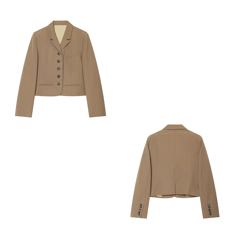 Guobioziy Women's Casual Slim Short Button-Up Blazer 2026 Spring-Autumn Euro-American Fashion Trend Street Old Money Style