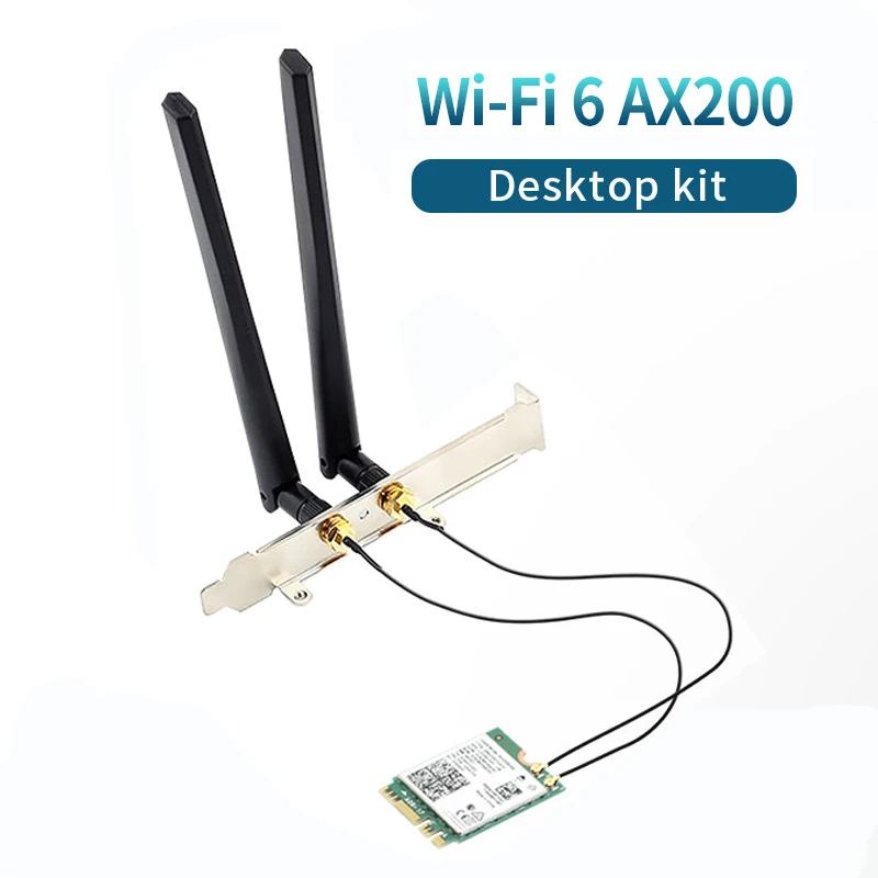 

WiFi 6 Двухдиапазонная карта AX200 3000 Мбит/с M.2 Настольный комплект 2,4G/5G Bluetooth 5.2 802.11ax AX200NGW Беспроводной адаптер