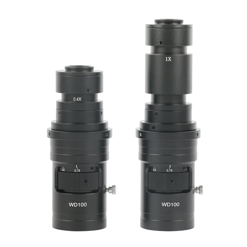 200X 500X 0.7X-5X Continuous Zoom Adjustable Video Microscope Monocular Optical CS C Mount Lens For 4K Type-c HDMI VGA Camera