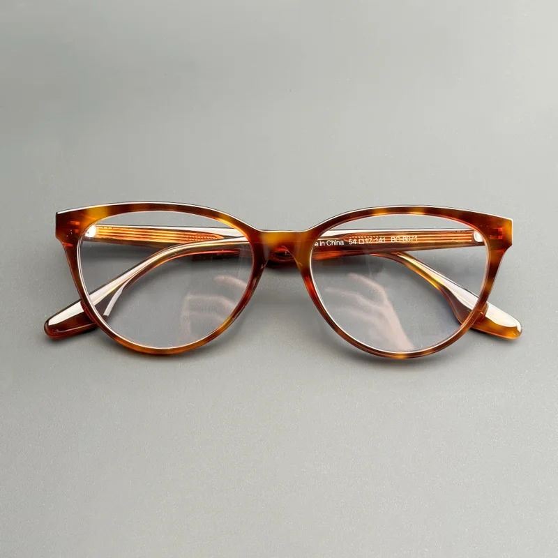 

High-quality cat glasses frame women's retro handmade optical frames men's niche brand produces myopia prescription glasses