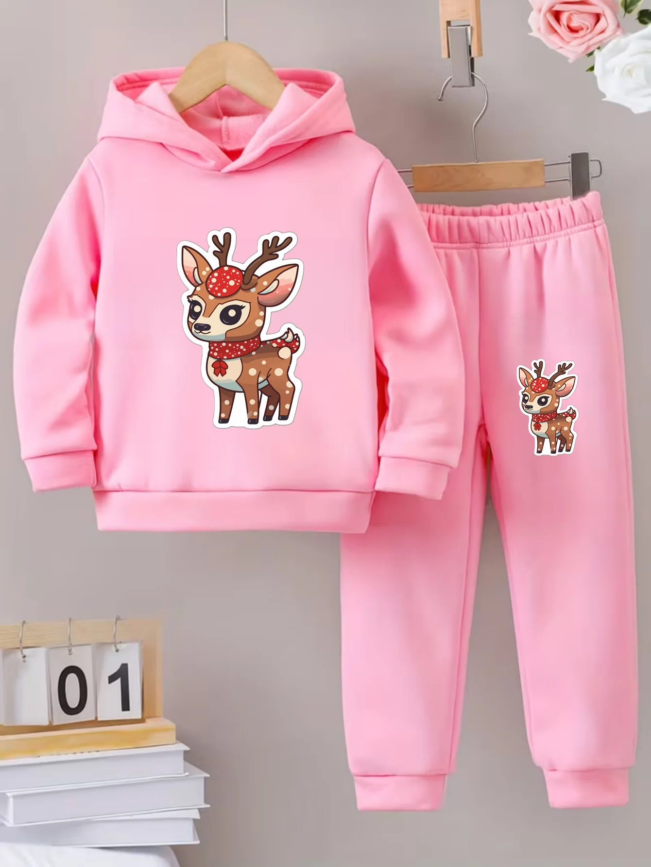 

Christmas Cartoon Hoodie For Children Kids Spring Autumn Hoodie Sets Boys and Girls Sweatshirt Outerwear Pants Set