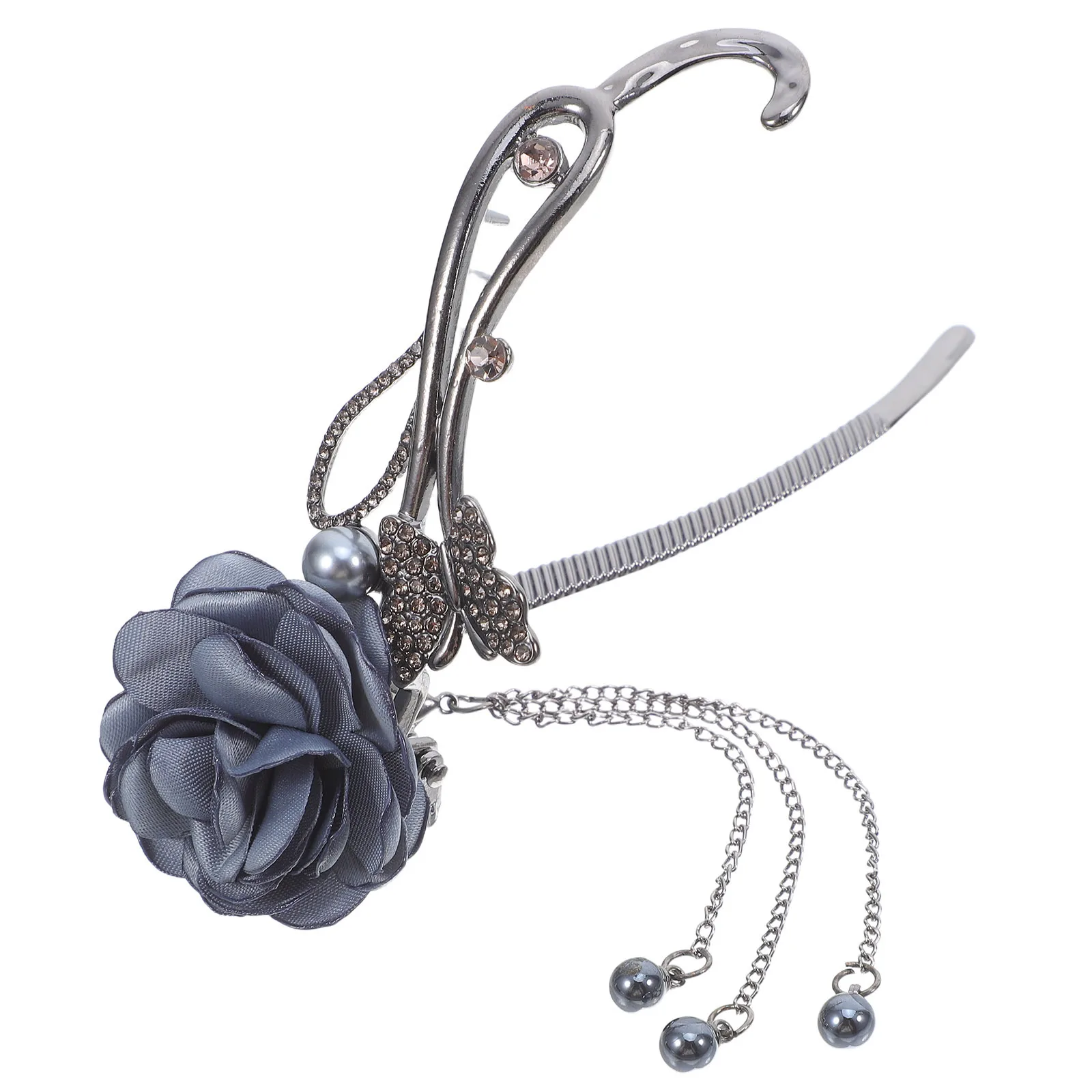 

Элегантная заколка для волос для женщин, дизайн розы из сплава, нескользящая металлическая шпилька с цветочным принтом, держатель для булочек, аксессуары для волос в китайском стиле