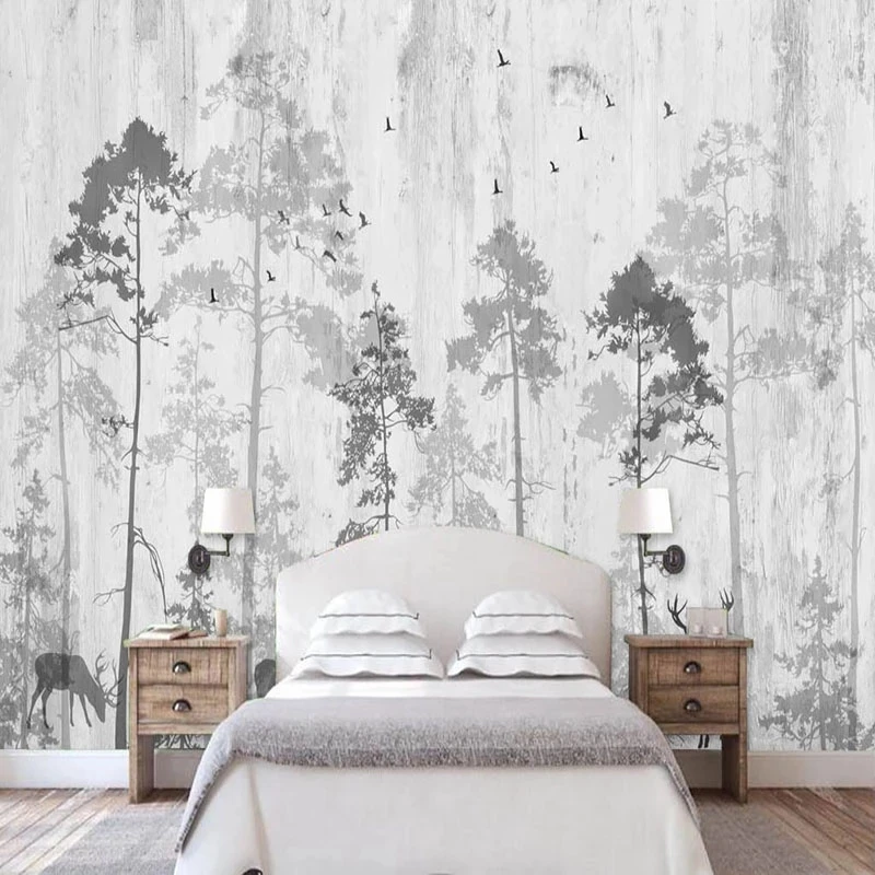 Custom Wallpaper 3D Nordic Hand-painted Fantasy Forest Elk Mural Living room TV background bedroom restaurant study tree woods