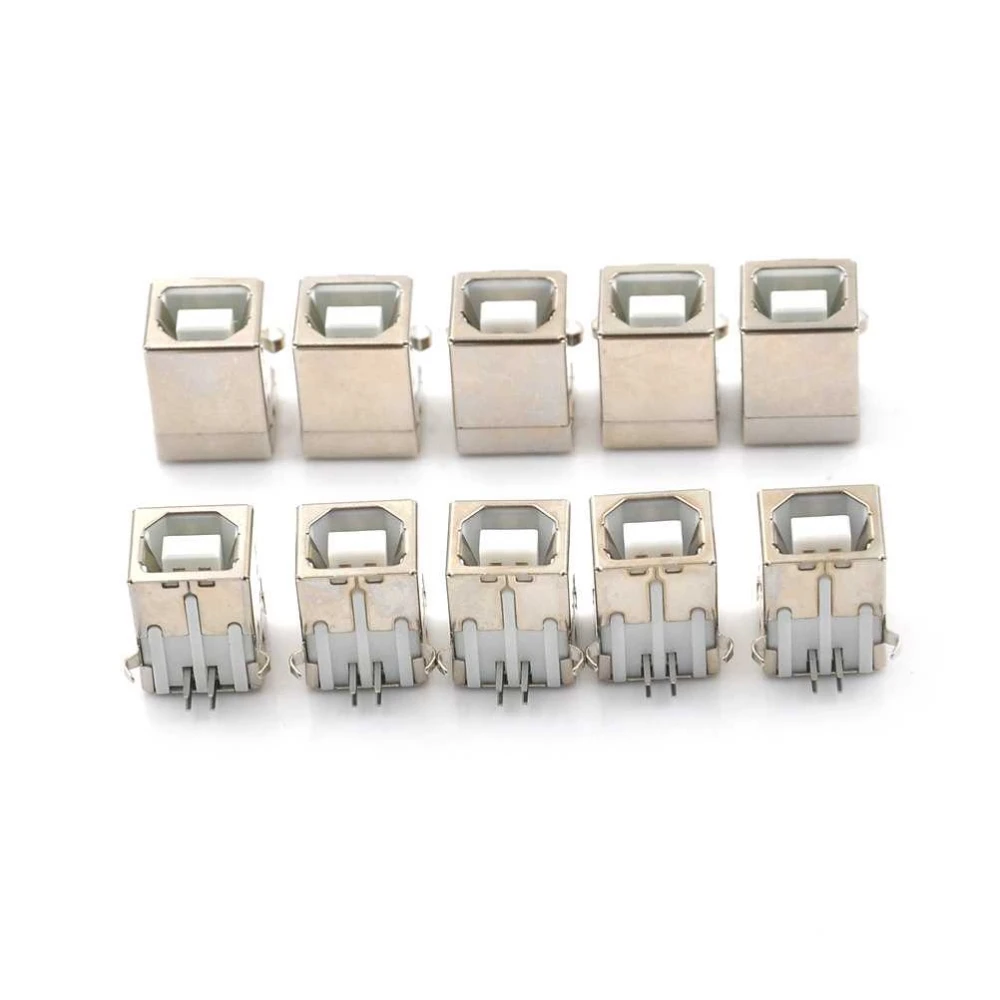 20Pcs USB-B Female USB Connector Square Head USB party mouth/USB a 90 degree type D DIP straight runs