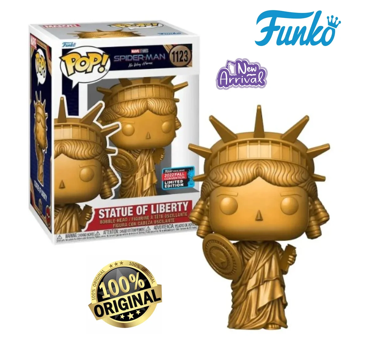 Funko POP Estatua de la Libertad Marvel Spider Man No Way Home 1123 #   Figura de vinilo modelo 2022 Fall Convention edición limitada juguetes de Pvc