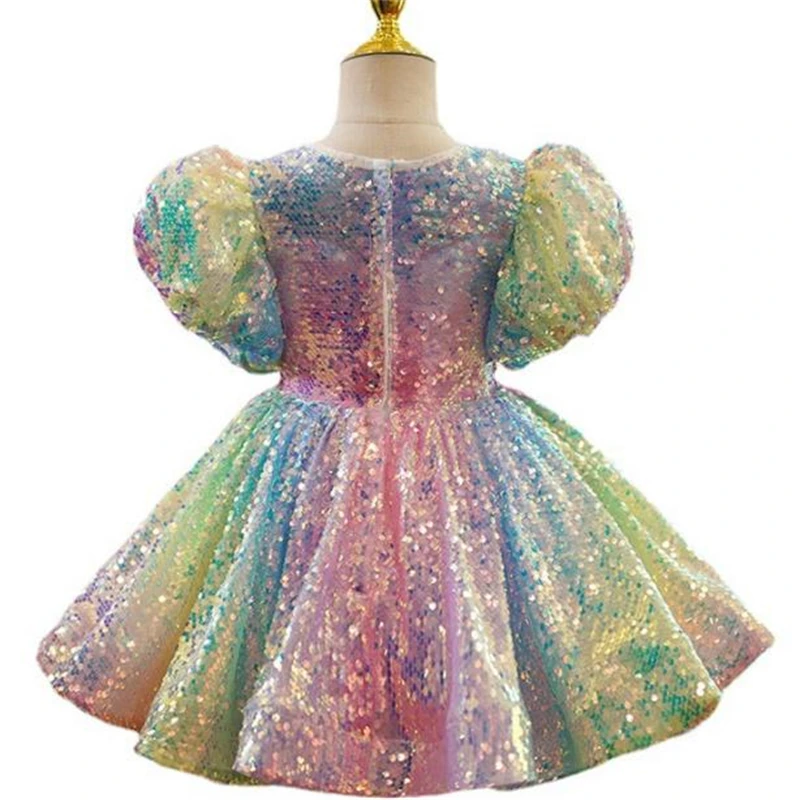 

Sequin Puff Sleeve Short Sleeve Baby Dress Dress Party Fashion Casual Cute Girls