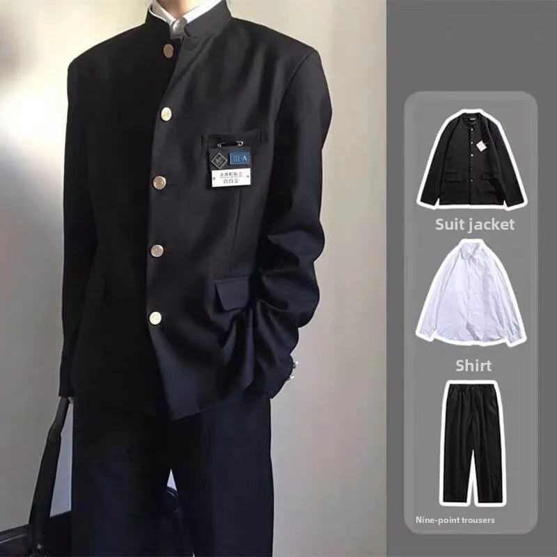 Youthful Vitality Style School Uniform Jacket Suit Men's Women's Bellflower Patterned Breathable Casual Polyester Fiber
