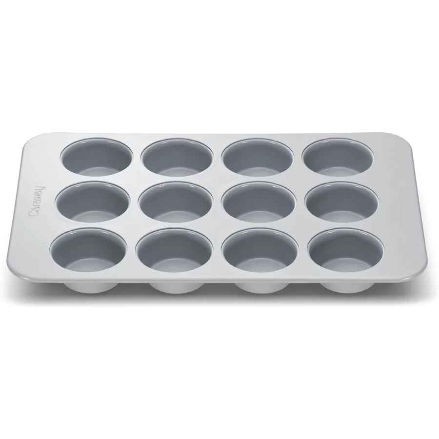 

NonStick Ceramic 12Cup Muffin Pan Naturally Slick Ceramic Coating NonToxic PTFE and PFOA Free Perfect for Cupcakes Muffins and