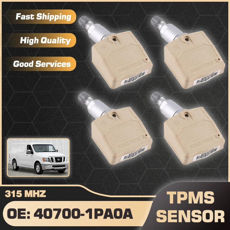 

1/4Pcs Car Tire Pressure Monitor Sensor TPMS For Nissan NV1500 NV2500 NV3500 2012 2013 2014 2015 2016 40700-1PA0A 315 MHz